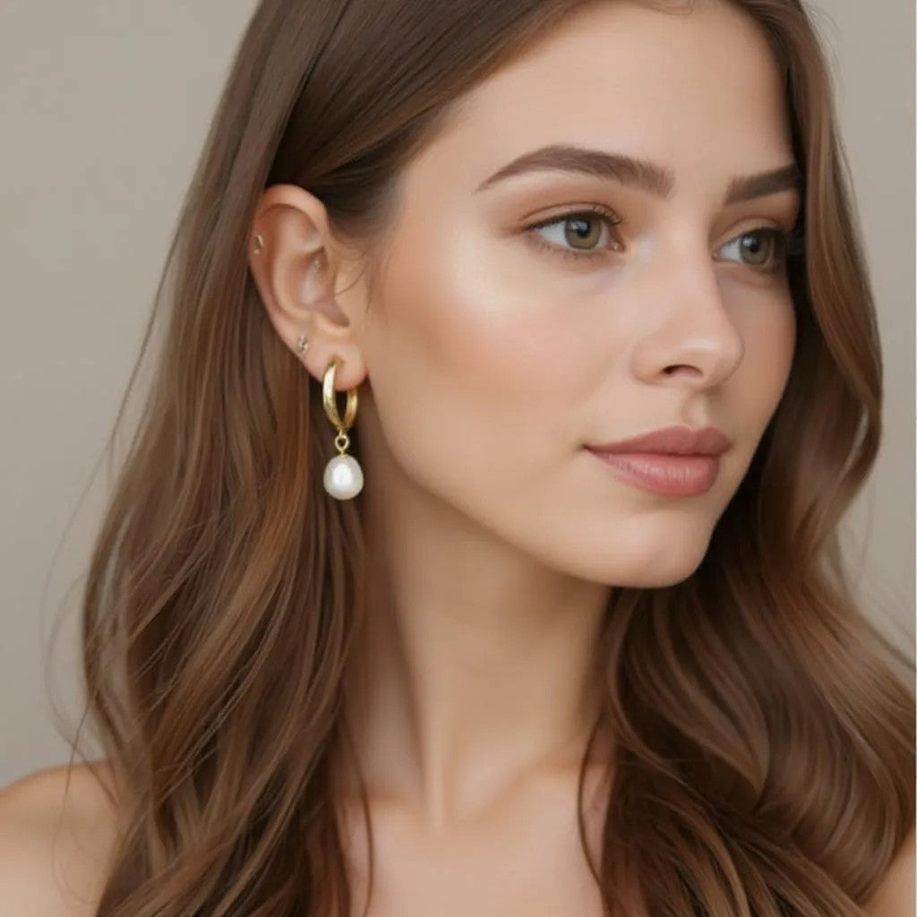 Ocean Pearl Hoops