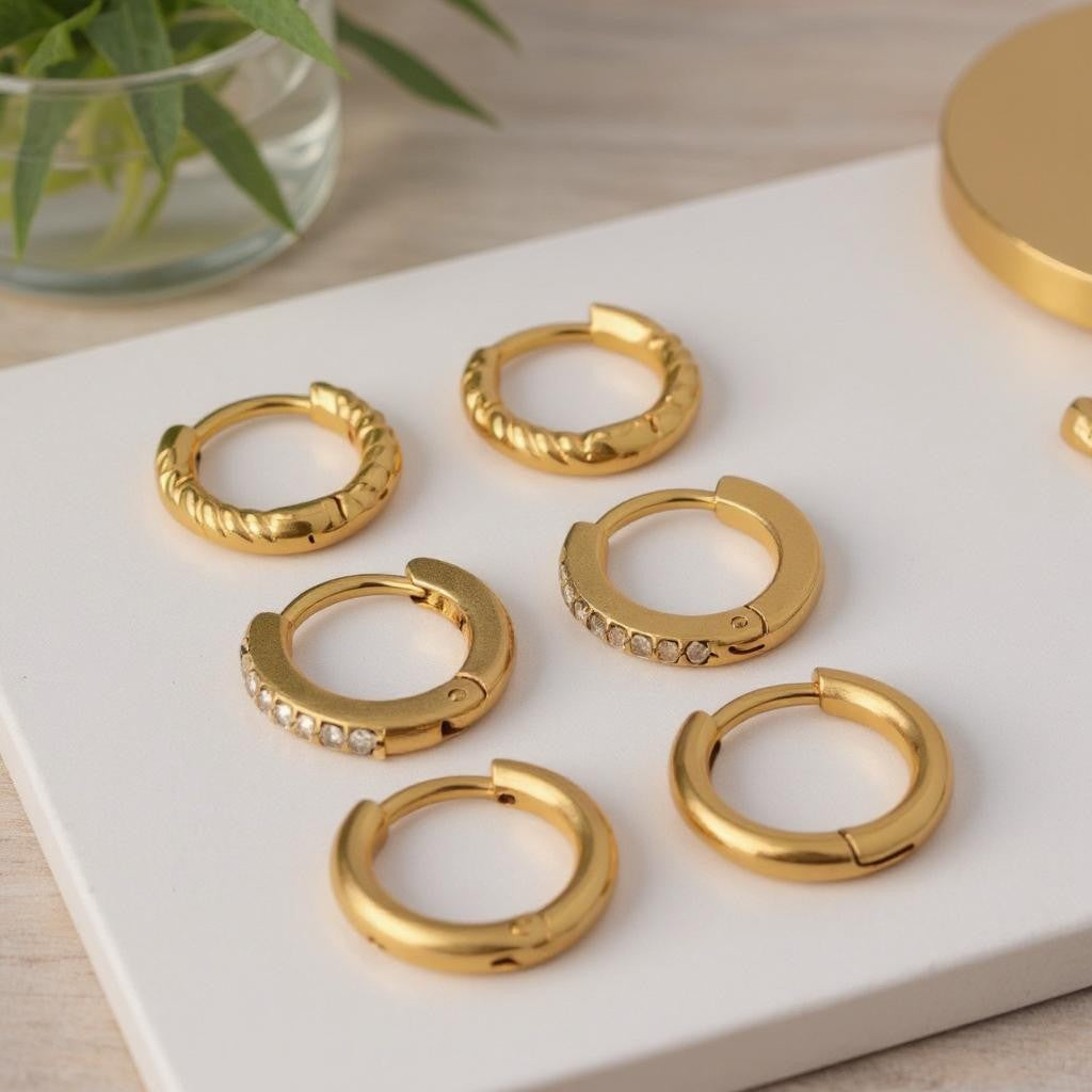 Stone Hoop Huggie Set