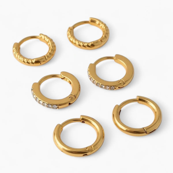 Stone Hoop Huggie Set